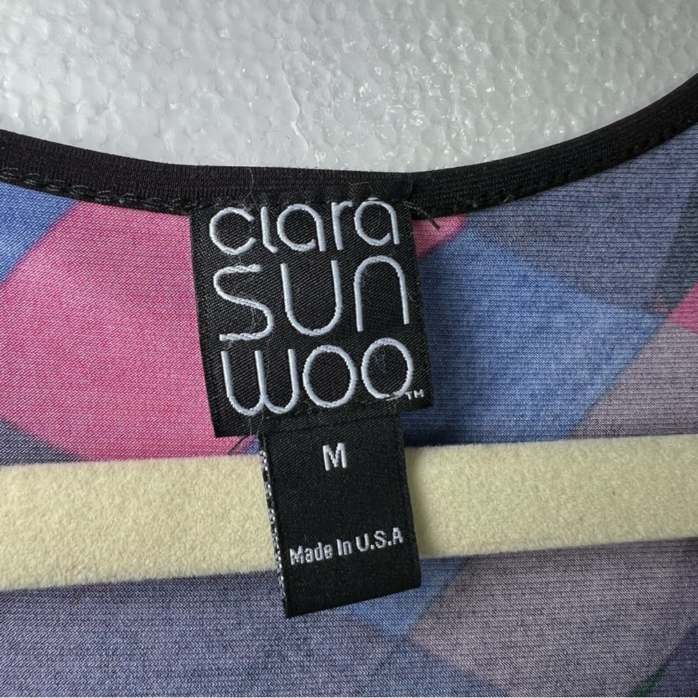 Clara Sun Woo Art-to-Wear Modernist Pink Purple Blouse Shirt Knit Top size M - Picture 2 of 3